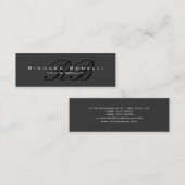 Chic Gray Black Calligraphy Monogram Visitekaartje (Voorkant / Achterkant)