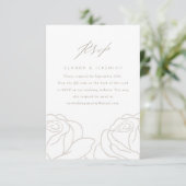 Chic Gray Floral Wedding RSVP met QR-code (Staand voorkant)