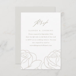 Chic Gray Floral Wedding RSVP met QR-code