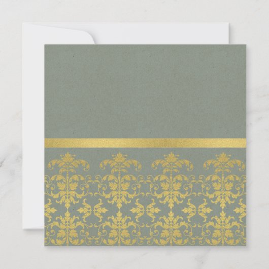 CHIC GRAY GOLD FAUX DAMASK CLASSIC WORKSHOP EVAL KAART (Achterkant)