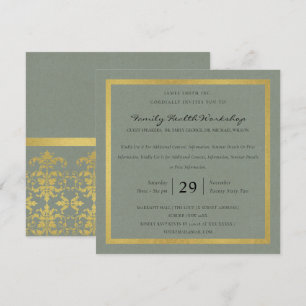 CHIC GRAY GOLD FAUX DAMASK CLASSIC WORKSHOP EVAL KAART