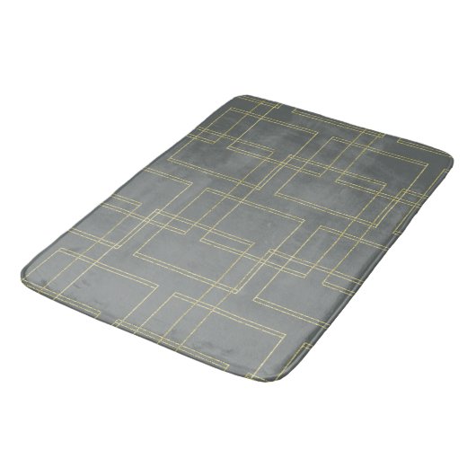 Chic Gray & Gold Geometric Glam Badmat (Gekanteld)