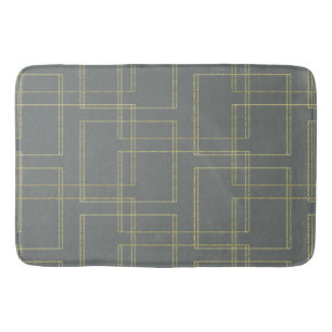 Chic Gray & Gold Geometric Glam Badmat