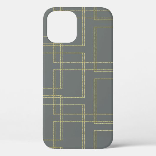 Chic Gray & Gold Geometric Glam Case-Mate iPhone Case (Achterkant)