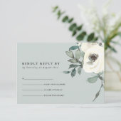 CHIC GRAY IVORY WHITE FLORALWATERCOLOR BUNCH RSVP (Staand voorkant)