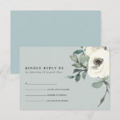 CHIC GRAY IVORY WHITE FLORALWATERCOLOR BUNCH RSVP (Voorkant / Achterkant)