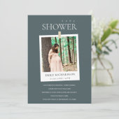 CHIC GRAY MINIMAL CUSTOM FOTO BABY SHOWER INVITE BEDANKKAART (Staand voorkant)