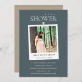 CHIC GRAY MINIMAL CUSTOM FOTO BABY SHOWER INVITE BEDANKKAART (Voorkant / Achterkant)