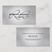 Chic Gray Monogram Manager Visitekaartje (Voorkant / Achterkant)