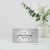 Chic Gray Monogram Manager Visitekaartje (Staand voorkant)