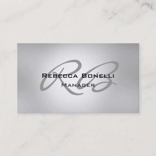 Chic Gray Monogram Manager Visitekaartje (Voorkant)