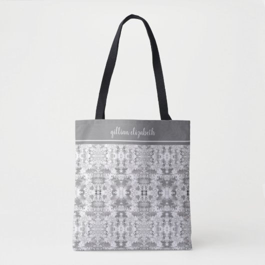 Chic Gray Pattern Monogrammed Tote Bag (Voorkant)