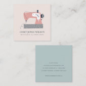 CHIC GRAY PEACH BLUSH PINK SEWWINE MACHINE TAILOR VIERKANTE VISITEKAARTJE (Voorkant / Achterkant)