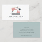 CHIC GRAY PEACH BLUSH PINK SEWWINE MACHINE TAILOR VISITEKAARTJE (Voorkant / Achterkant)