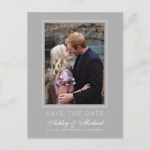 Chic Gray Save the Date Verlovingsfoto Aankondigingskaart