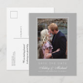 Chic Gray Save the Date Verlovingsfoto Aankondigingskaart (Voorkant / Achterkant)