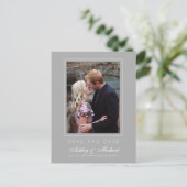 Chic Gray Save the Date Verlovingsfoto Aankondigingskaart (Staand voorkant)