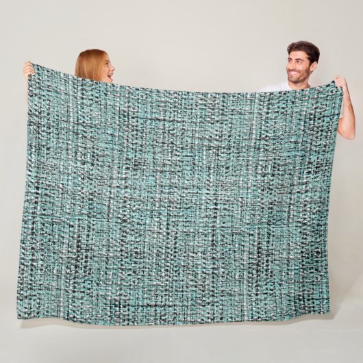 Chic Gray Seafoam Blue Green Boucle Woven Pattern Fleece Deken (In situ)
