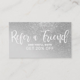 Chic Gray Silver Glitter Gradient Typografie Aanbevelingskaartje