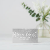 Chic Gray Silver Glitter Gradient Typografie Aanbevelingskaartje (Staand voorkant)