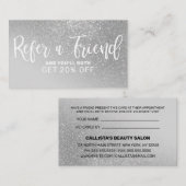 Chic Gray Silver Glitter Gradient Typografie Aanbevelingskaartje (Voorkant / Achterkant)
