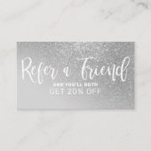 Chic Gray Silver Glitter Gradient Typografie Aanbevelingskaartje (Voorkant)