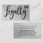 Chic Gray Silver Glitter Gradient Typografie Klantenkaartje (Voorkant / Achterkant)