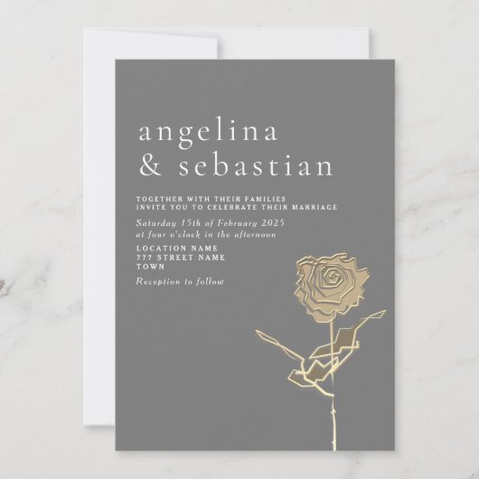 Chic Gray Wedding Uitnodiging