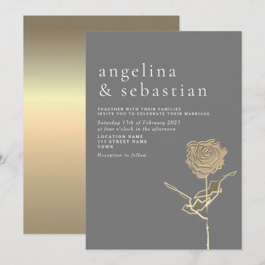 Chic Gray Wedding Uitnodiging (Voorkant / Achterkant)