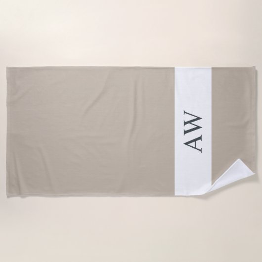 Chic Gray White Monogrammed Strandlaken (Voorkant)