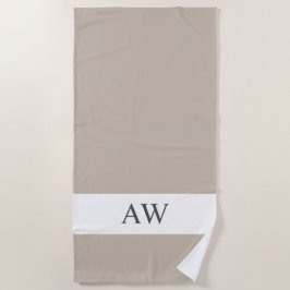 Chic Gray White Monogrammed Strandlaken