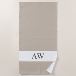 Chic Gray White Monogrammed Strandlaken