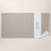 Chic Gray White Monogrammed Strandlaken (Voorkant)