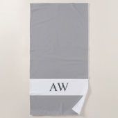 Chic Gray White Monogrammed Strandlaken (Voorkant)