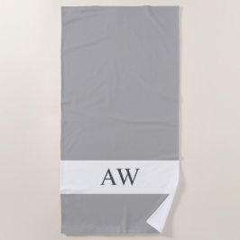 Chic Gray White Monogrammed Strandlaken