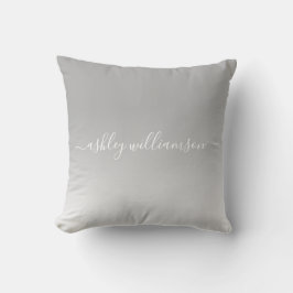 Chic Gray White Ombre Effect Monogram Naam Kussen