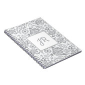 Chic Gray White Pattern Monogram Notitieboek (Rechterzijde)