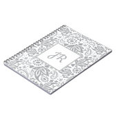 Chic Gray White Pattern Monogram Notitieboek (Linkerzijde)