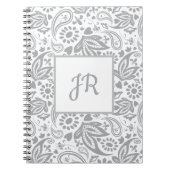 Chic Gray White Pattern Monogram Notitieboek (Voorkant)