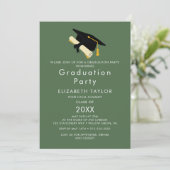 Chic Green Afstudeerder Pet Graduation Party Invit Kaart (Staand voorkant)