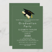 Chic Green Afstudeerder Pet Graduation Party Invit Kaart (Voorkant / Achterkant)