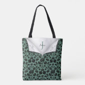 Chic Green and Black Rose Monogram Tote Bag (Achterkant)
