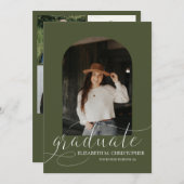 Chic Green Arch 5 Photo Collage Afstuderen Aankondiging (Voorkant / Achterkant)