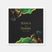Chic Green Black Gold Wedding Servet (Voorkant)