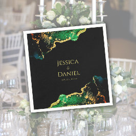 Chic Green Black Gold Wedding Servet