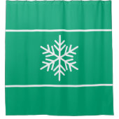 Chic Green Blue White Snowflake Horizontal Stripes Douchegordijn (Voorkant)
