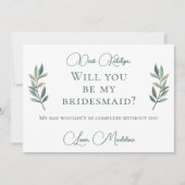 Chic Green Botanical wil dat je mijn Bridesmaid be Kaart (Voorkant)
