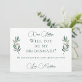 Chic Green Botanical wil dat je mijn Bridesmaid be Kaart (Staand voorkant)