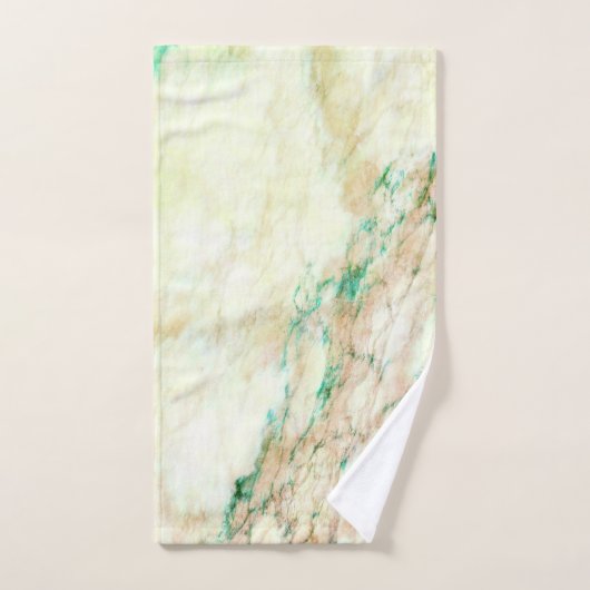 Chic Green Brown Cream Marmer Patroon Bad Handdoek (Handdoek)