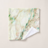 Chic Green Brown Cream Marmer Patroon Bad Handdoek (Wasdoekje)
